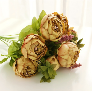 Wholesale European Peony Bouquet 13 Heads Peonies <b>Artificial</b> Flower Wedding Decor Silk Real Touch <b>Large</b> Red Peonies - Product Image 5