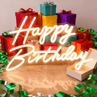Enseigne néon LED Joyeux Anniversaire, décoration lumineuse pour fêtes d'anniversaire, ambiance maison et événements