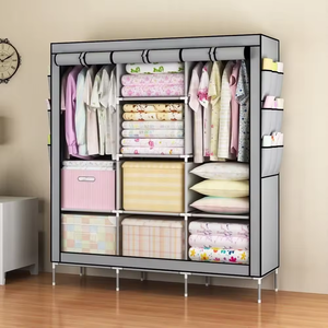 <span class=keywords><strong>Armoire</strong></span> Pliable et Portable <span class=keywords><strong>en</strong></span> Tissu <span class=keywords><strong>Toile</strong></span> Économique pour Rangement de Vêtements, Structure Métallique - Product Image 4