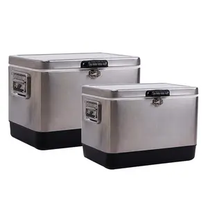 Retro stainless steel ice cool box 7L 15L 20L 30L 51L car cooler box with custom logo