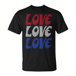 Camiseta con Bandera Americana y Mensaje Positivo, con Corazones, Amor a Estados Unidos y Esperanza, para Mostrar Patriotismo y Sentimientos - Product Image 2