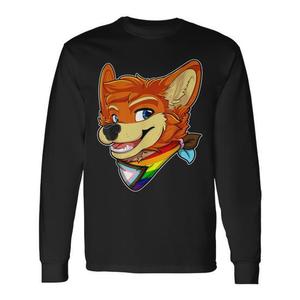 Maglietta a maniche lunghe Furry Fox Progress Pride, girocollo unisex, stampa digitale, abbigliamento promozionale - Product Image 1