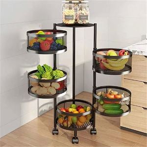 Small Storage Best to Use 5 Tiers Multi-functional Floor Trolley 360 Degree Rotating <b>Kitchen</b> Shelf - Product Image 3