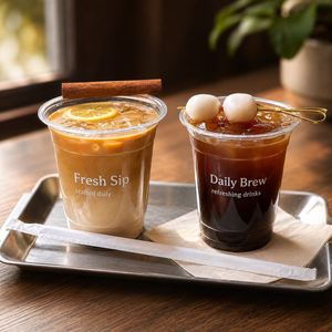 แก้วพลาสติก PET ใสแบบใช้แล้วทิ้ง พิมพ์โลโก้ได้ สำหรับกาแฟเย็น ชานม น้ำผลไม้ เครื่องดื่มเย็น บรรจุภัณฑ์เครื่องดื่มแบบนำกลับบ้าน ร้านกาแฟ รับผลิตแบบ OEM - Product Image 5