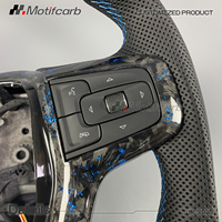 Volant personnalisé en fibre de carbone forgée bleue à LED pour Chevrolet Silverado 1500 RST LT ZR2 4x4 Suburban 2019-2026