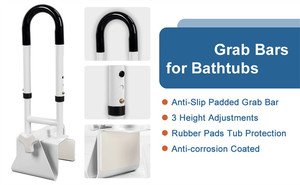 Barras de Apoyo Ajustables para Bañera MSMT para Personas <span class=keywords><strong>Mayores</strong></span>, Material de Acero y Nailon, Capacidad de Peso de 150 kg, <span class=keywords><strong>Asistencia</strong></span> de Seguridad para el Baño - Product Image 5