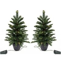 Mini arbre de Noël avec lumières à piles Matériau PE en pot noir Décoration festive