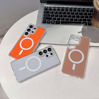 Étui magnétique en acrylique transparent motif animal pour S26 Ultra A57, avec cordon et chargement sans fil pour SAM A27 A17 – Vente transfrontalière