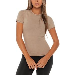T-shirt personnalisé en gros pour femmes, t-shirt en coton uni, vêtements décontractés pour femmes, t-shirts pour femmes, t-shirt ajusté délavé à l'acide pour femmes - Product Image 5