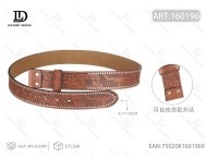Cintura Western con Rivetti a Testa di Cavallo 4.2cm 120cm Marrone Chiaro 3 #   Fibbia in Metallo Modello 4 in Lega # - Product Image 3