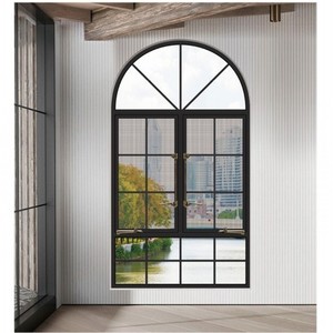 Porte intérieure en verre en alliage d'aluminium de style français, étanche, à ouverture latérale, universelle, réversible, finition de qualité - Product Image 2