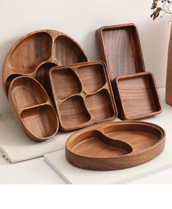 กล่องผลไม้ไม้วอลนัททรงสี่เหลี่ยม ถาดใส่ผลไม้อบแห้ง ชามลายดอกพลัม แบบซ้อนได้ ดีไซน์ทันสมัยเรียบง่าย สำหรับใช้ในบ้าน - Product Image 5