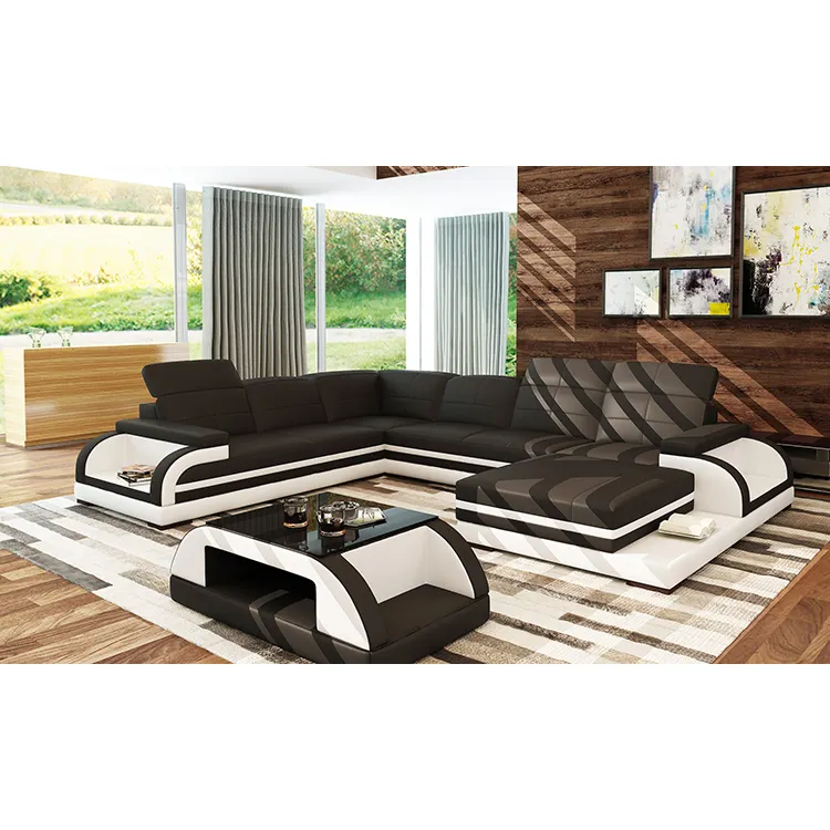 Sofá de hotel de luxo completo, recepção, lobby, sofá de espera, conjunto de móveis, sofá reclinável em couro genuíno moderno