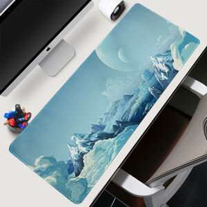 Tapis de bureau XXL personnalisé avec motif de montagnes bleues et nuages de neige, grand tapis de souris de jeu, impression de haute qualité, tapis de souris de jeu avec bord cousu - Product Image 6