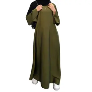 고품질 공장 가격 터키 새틴 Abaya 이슬람 드레스 이슬람 가운 느슨한 튜닉 Kaftan 아랍 가운