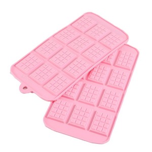Pink Silicone Chocolate Mold 12 Compartment Rectangle Baking Cake Decorating Tool - Product Image 1