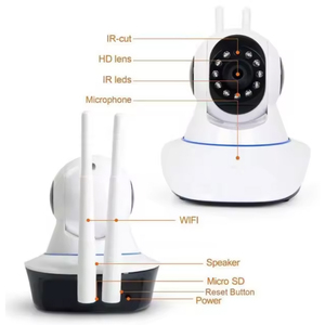 Nuova <span class=keywords><strong>Telecamera</strong></span> IP di Sicurezza Domestica PTZ 360° 720p 1080p Wireless Wi-Fi con Visione Notturna, Controllo Remoto, Sensore CMOS, Rilevamento Movimento e Cloud - Product Image 2