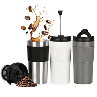 Mug de voyage à café à double paroi en acier inoxydable avec revêtement en poudre personnalisé de 450 ml avec infuseur à thé