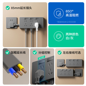 86 Type Extended Power Cord 10A Wall <b>Socket</b> Converter With Safety Protection For Kitchen Use - Product Image 1