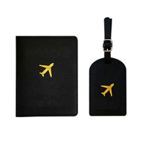 Zonyin – Porte-passeport personnalisé en cuir PU, ensemble d'étiquettes de bagage, étui de protection pour portefeuille de voyage, combo pliable, 12 couleurs, unisexe