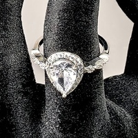 Bague de fiançailles vintage en forme de larme en argent sterling 925 avec VVS Moissanite pour femmes cadeau d'anniversaire
