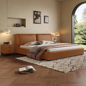 Italian Minimalist Leather <b>Bed</b> 1.8m Upholstered Storage <b>Bed</b> Master Bedroom Double <b>Bed</b> - Product Image 3