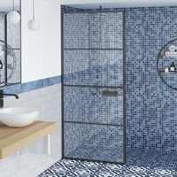 Panel de Ducha de Vidrio Templado de 10 mm de Espesor con Marco Dorado, Estilo Simple, Mampara de Vidrio para Baño con Marco de Aluminio