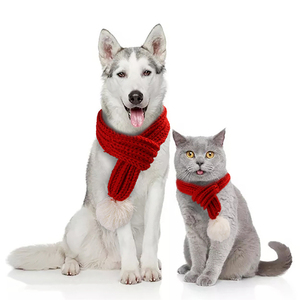 Dekorasi syal Natal rajutan hewan peliharaan syal anjing Natal