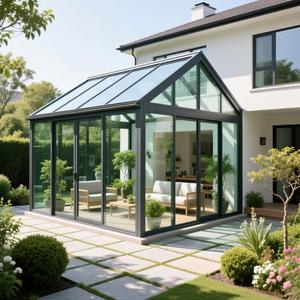 Veranda Moderna Minimalista con Telaio Sottile in Vetro <span class=keywords><strong>per</strong></span> Ufficio, Studio da Giardino, Ristorante di Grado Commerciale, Area Pranzo - Product Image 2