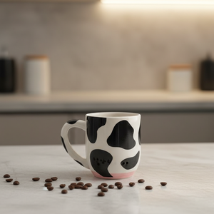 Custom Novelty White and Black Cow Cute Mug Hand Painted Design Cow Print Ceramic Mug with <strong>Udders</strong> Non-Skid <strong>Silicone</strong> Feet - Product Image 6