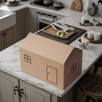 Petite boîte cadeau en papier kraft recyclable de qualité alimentaire en forme de maison, avec ruban, design pliable créatif pour bonbons de mariage, biscuits au sucre