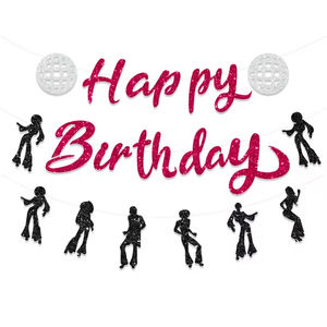 Hstyle Disco Tema Fiesta de cumpleaños Decoración 70s Tema Disco <span class=keywords><strong>Fever</strong></span> Dancer Party Supplies Dancing Disco de baile Feliz cumpleaños Banner - Product Image 1