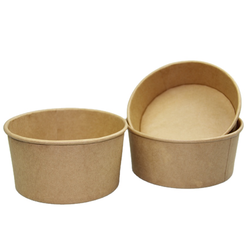 Take Away Wholesale Food Grade Paper Aqueous Water Based Coating Rice Bowl Paper Plate with Plastic Lid