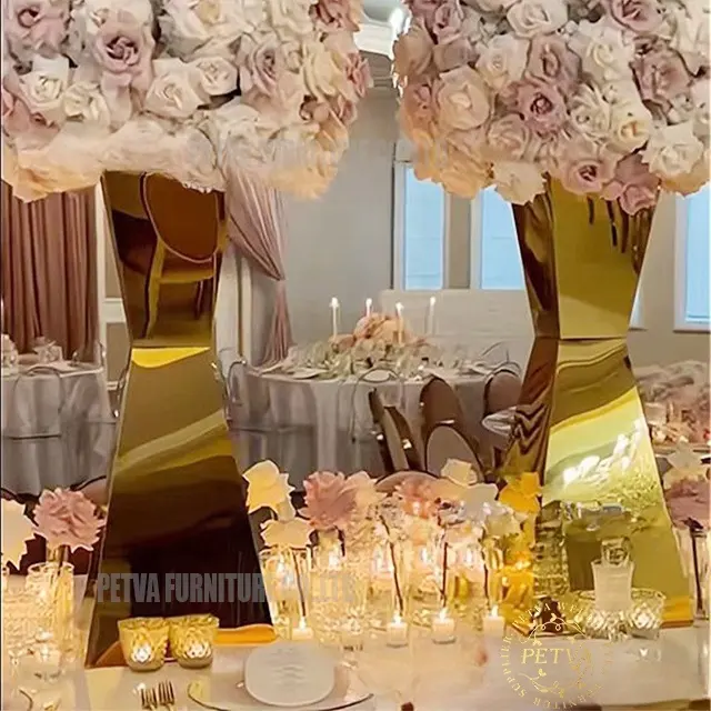 Support de fleurs en orf gold antique stainless steel plinths flower stand table wedding centerpieces