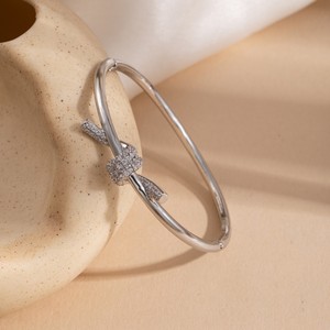 Crystal <b>Bracelet</b> Gold <b>Silver</b> Two Tone Cross Knot Design Party Jewelry Fashionable Luxurious Twist <b>Bangle</b> - Product Image 3