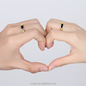 爱情沙金金玉髓情侣戒指黄铜镀金金开男女双环金跨界戒指 - Product Image 3