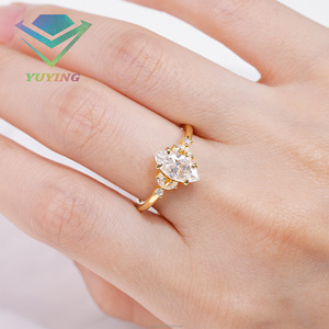 Bagues de fiançailles personnalisées en or massif 10K 14K avec diamant véritable, or jaune, certificat IGI, taille marquise 1-3 carats VVS/VS, bijoux de mariage - Product Image 4