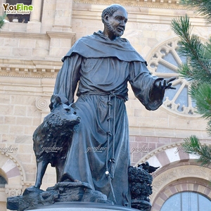 Église populaire Figure religieuse Sculpture Bronze Saint François d'Assise Statue - Product Image 5