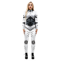 Costume de robot pour cosplay d'Halloween, combinaison moulante élastique avec impression numérique 3D, armure de machine, combinaison pour femmes