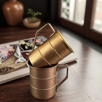 Mug de voyage classique en acier inoxydable de 350 ml avec poignée, isolation thermique de 6 heures, compatible eau bouillante pour le camping en extérieur