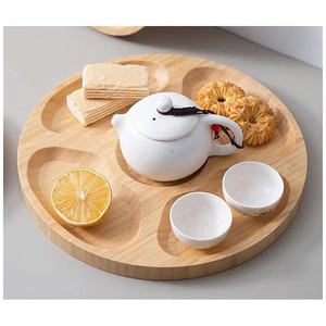 Bandeja Redonda de Bambú para Frutas 30x30x1.5cm, Plato para Servir Bocadillos con Cinco Compartimentos, Multifuncional, Apto para Contacto con Alimentos - Product Image 2
