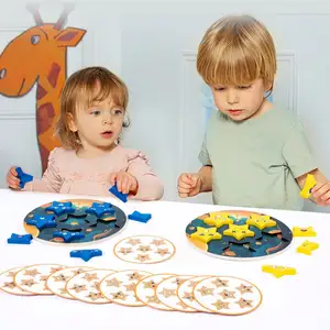 Montessori Children Wooden Star Face Changing Puzzle Battle Toys Game Early Educational Playing Toys For Kids