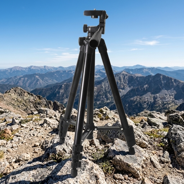 Camera Tripod 130cm 4-Section Foldable Aluminum Alloy Tripod Mount with Three-Dimensional Head Tripod Stand