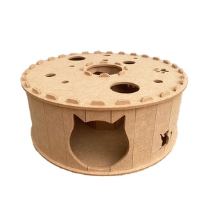 Modern Sustainable Sound-Absorbing Felt Cat Hideaway Collapsible Enclosed Cat Cave & Cozy Indoor Play Tunnel Print Design - Product Image 2