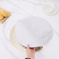 Set de table rond en PVC de 38 cm avec motif de lune, mosquée, étoile, lanterne, Ramadan Kareem, Eid Mubarak, lavable, islamique, musulman