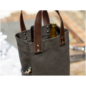 Xách tay chai rượu Túi Vải đôi rượu Caddy túi da xử lý rượu vang tàu sân bay rượu sâm banh bia Túi Quà Tặng - Product Image 6