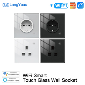 LangYeao WiFi Zigbee <strong>Smart</strong> <strong>Wall</strong> <strong>Socket</strong> UK Standard, 16A 3000W with Energy Monitoring Works with Tuya Alexa Google Home - Product Image 1