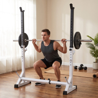Ayarlanabilir Çok Fonksiyonlu Çelik Squat Standı J Kancalı Güvenlik Kolları Çoklu Dişli Yükseklik Ayarlı Ev Spor Salonu Ağırlık Kaldırma Yarım Rafı