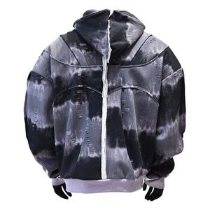 Sudadera con Capucha y Cremallera Tie Dye Holgada para Hombre y Mujer, Estilo Urbano, Sudadera con Capucha Completa con Cremallera, Adecuada para Uso Diario Informal - Product Image 3