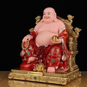 Statue de <span class=keywords><strong>Bouddha</strong></span> Maitreya Nouveau Style, Bodhisattva Souriant et Rieur à Corps Large et Ventru, Figurine Sculptée pour Salon et Magasin - Product Image 3